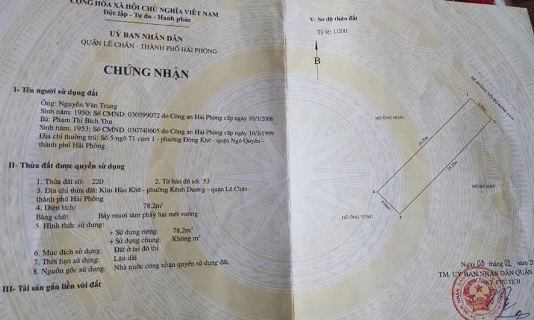 Bán đất phân lô 788 Thiên Lôi, diện tích 78m GIÁ 4.1 tỉ đường 15m cực đẹp