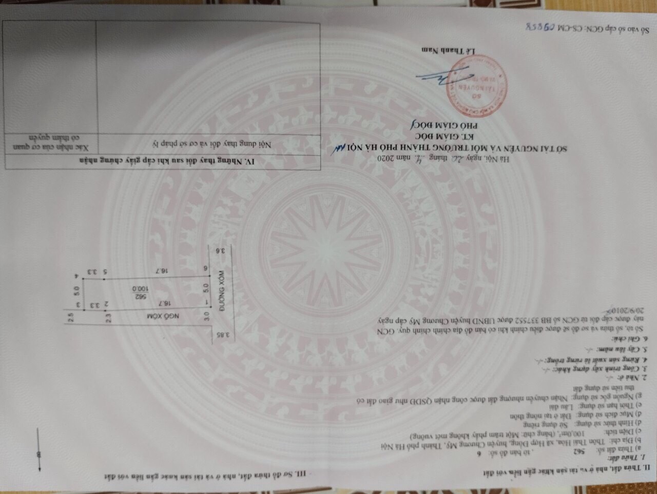 Lô góc đẹp 100m2 full thổ cư trung tâm xã hợp đồng chương mỹ