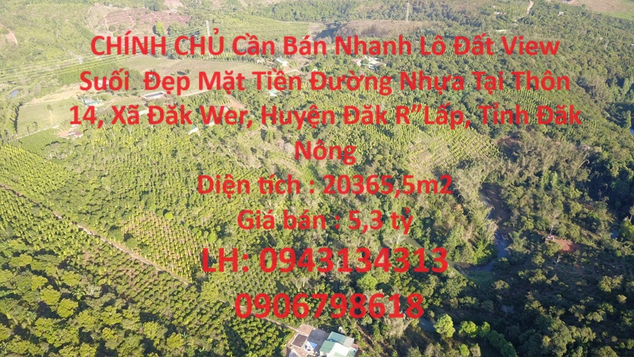 CHÍNH CHỦ Cần Bán Nhanh Lô Đất View Suối Đẹp Mặt Tiền Đường Nhựa Tại Tỉnh Đăk Nông