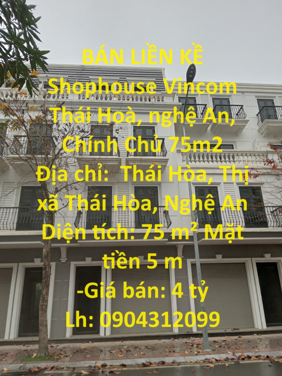 BÁN LIỀN KỀ Shophouse Vincom Thái Hoà, nghệ An, Chính Chủ 75m2