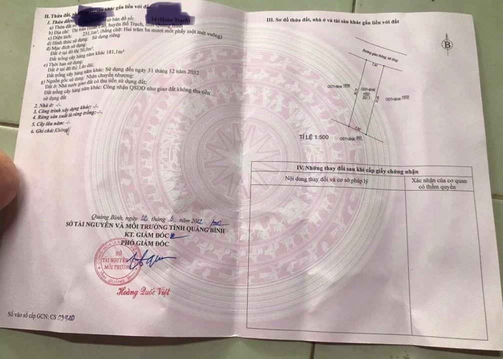 ĐẤT ĐẸP- GIÁ TỐT- CHÍNH CHỦ Cần Bán Lô Đất TT Hoàn Lão Huyện Bố Trạch Tỉnh Quảng Bình