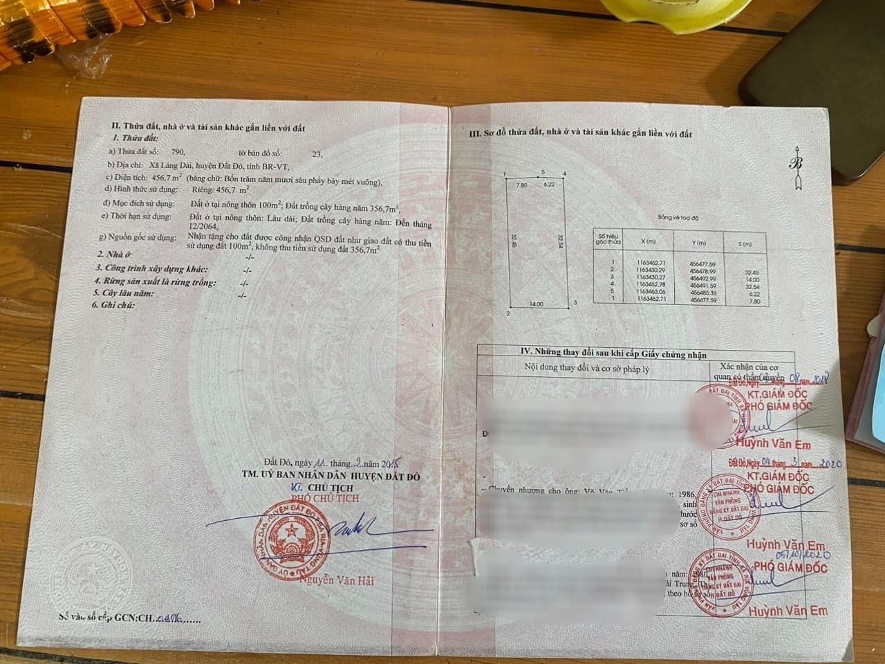 ĐẤT CHÍNH CHỦ - GIÁ TỐT - Cần Bán Tại Xã Láng Dài, Huyện Đất Đỏ, BRVT