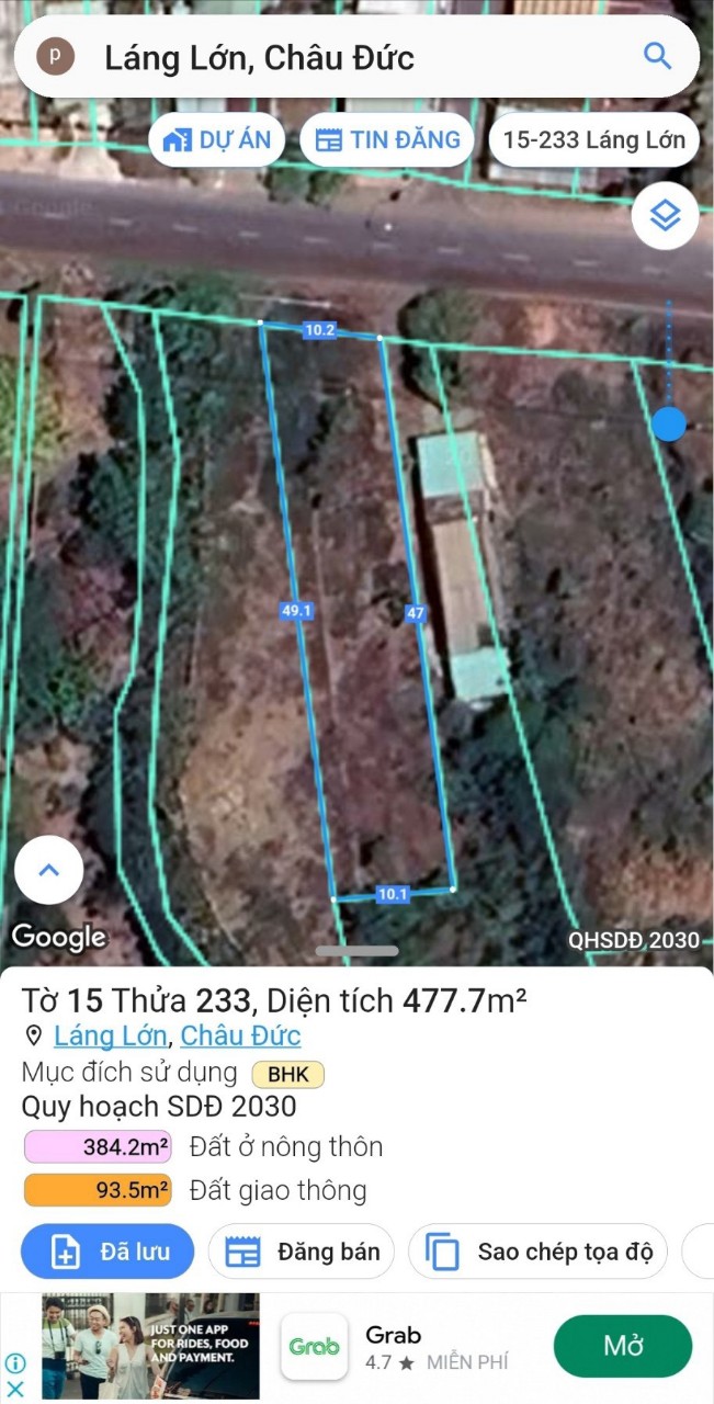 ❌CHÍNH CHỦ BÁN LÔ ĐẤT XÃ LÁNG LỚN, H. CHÂU ĐỨC, T. BÀ RỊA - VŨNG TÀU