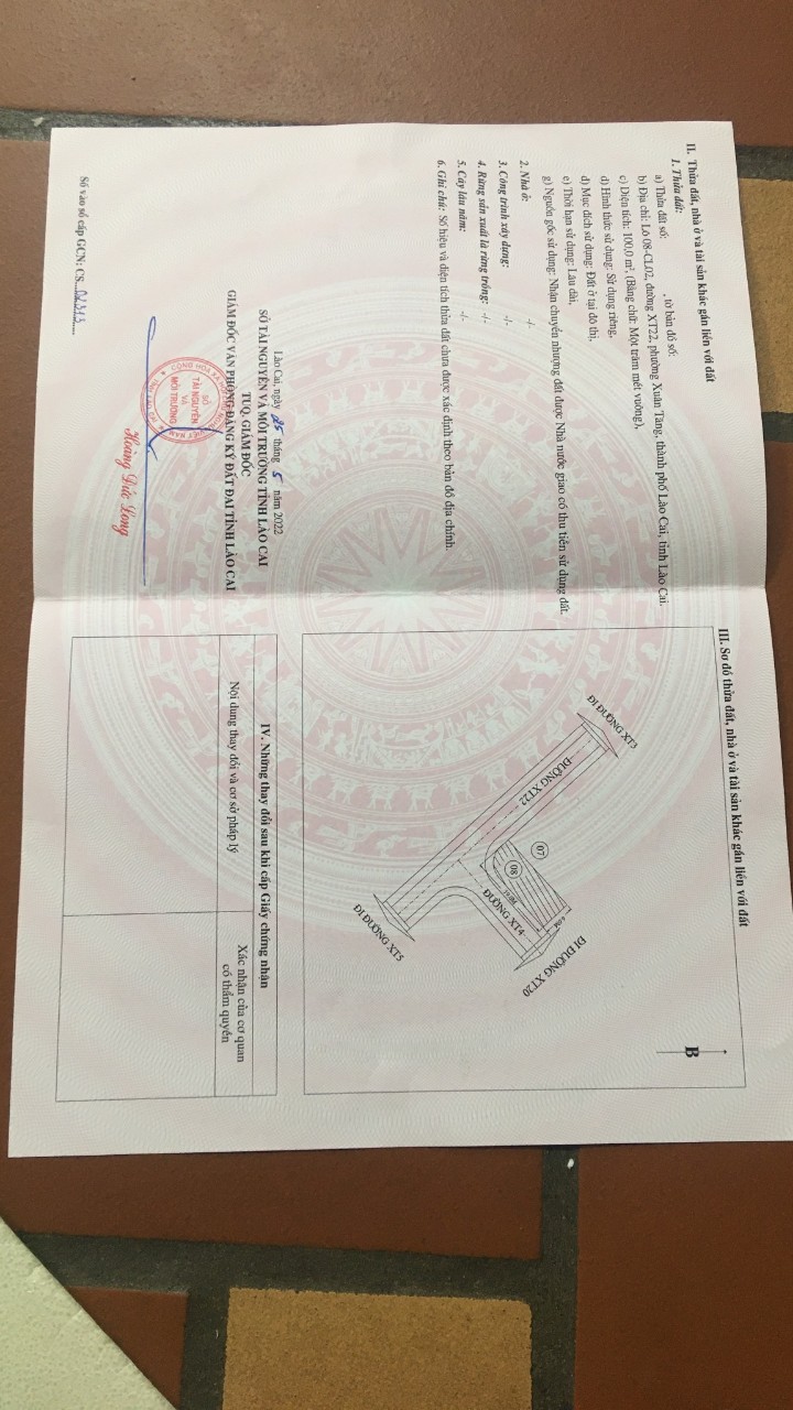 Chủ cần tiền bán gấp Lô góc 2 mặt đường Lô 08 - CL02 - Đường XT22 - Phường Xuân Tăng - TP Lào Cai - Tỉnh Lào Cai.