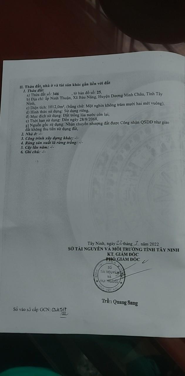 Đất Đẹp – Giá Tốt - Chính Chủ Cần Bán Lô Đất Tại Xã Long Thành Bắc, Hòa Thành.