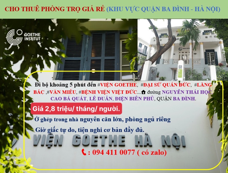 Do nhu cầu nhà rộng nên cần tìm bạn ở ghép ,tiện ích xung quanh rất tiện đi bộ chỉ từ 3 phút đến #VIỆN GOETHE, #ĐẠI SỨ