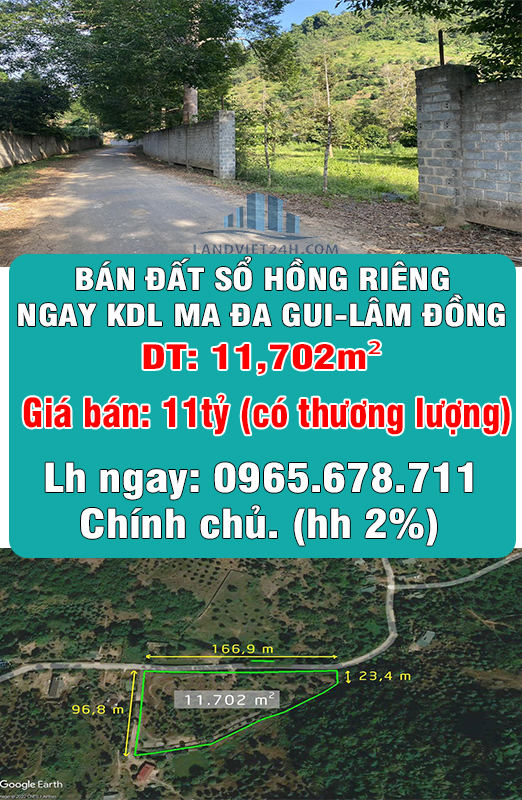 CHÍNH CHỦ BÁN ĐẤT SỔ HỒNG RIÊNG NGAY KDL MA ĐA GUI-LÂM ĐỒNG