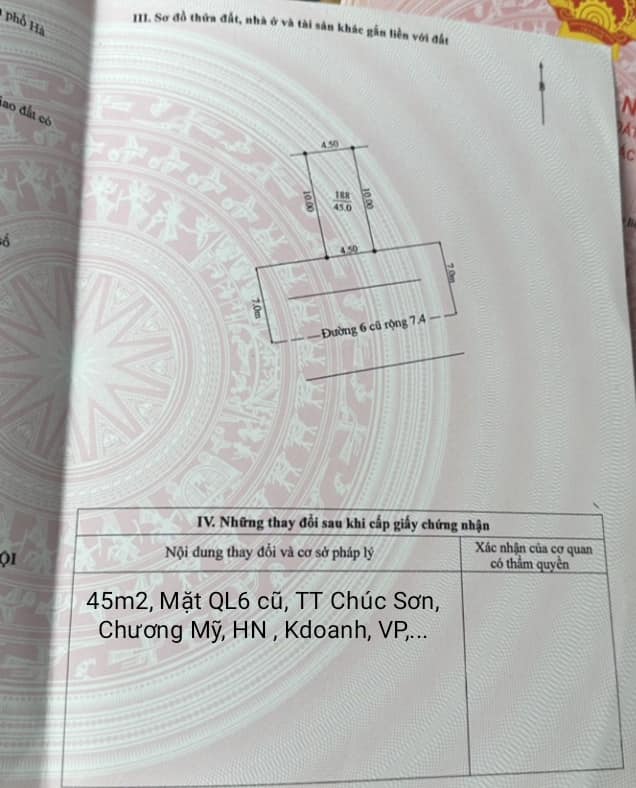 CC bán 45m2 đất mặt QL6 cũ, TT Chúc Sơn, Chương Mỹ, 2,x tỷ, LH 0906215365