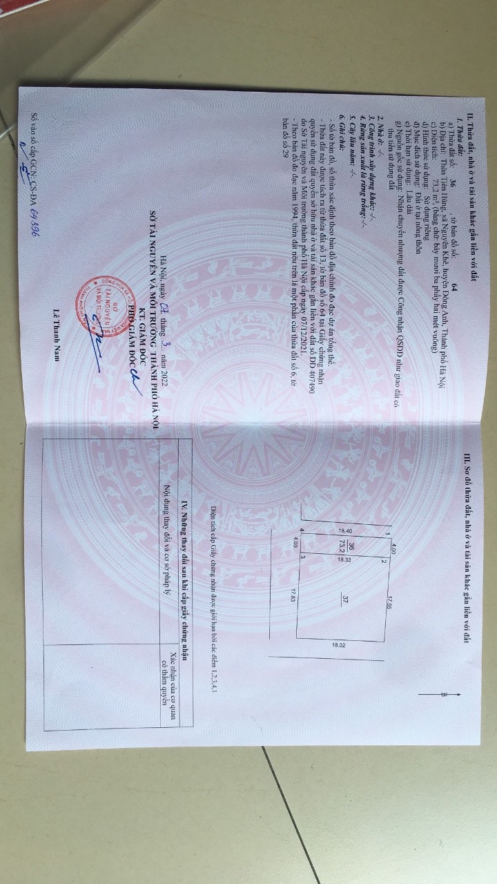 Cần bán gấp trục chính kinh doanh lô góc 73,2m 2 mặt tiền Tiên Hùng, Nguyên Khê, Đông Anh. đường dải nhựa.ôtô tránh