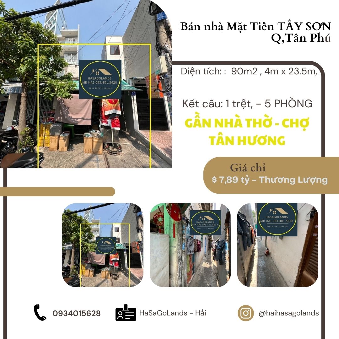Bán nhà Mặt Tiền 90m2, 7,89 tỷ - DÒNG TIỀN 10tr/th - cạnh chợ TÂN HƯƠNG