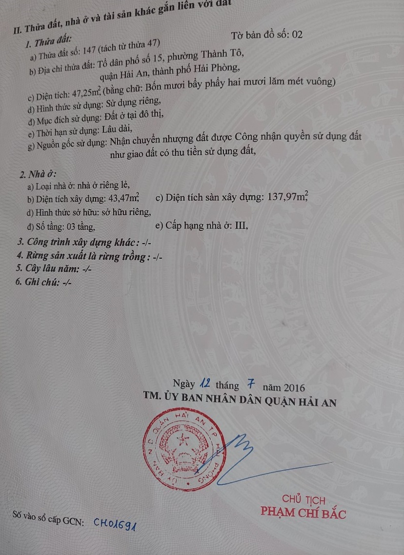 Bán nhà Ngô Gia Tự phía Cát Bi, diện tích 48m 3 tầng GIÁ 2.53 tỉ đẹp ở luôn