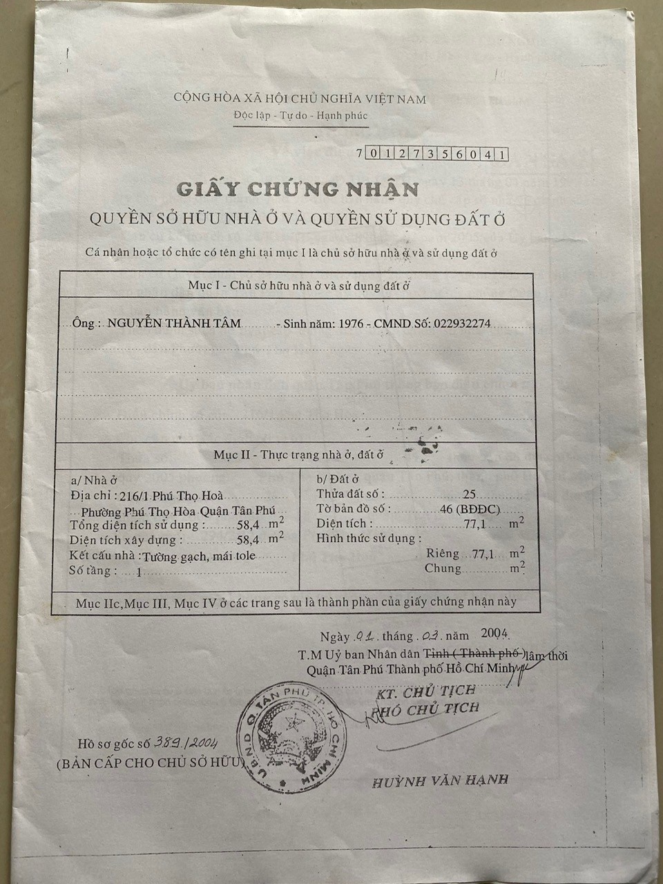 Tân Phú 80m2 Phú Thọ Hòa nhà 2 tầng hẻm 8m ngay chợ vải giá đúng 6ty