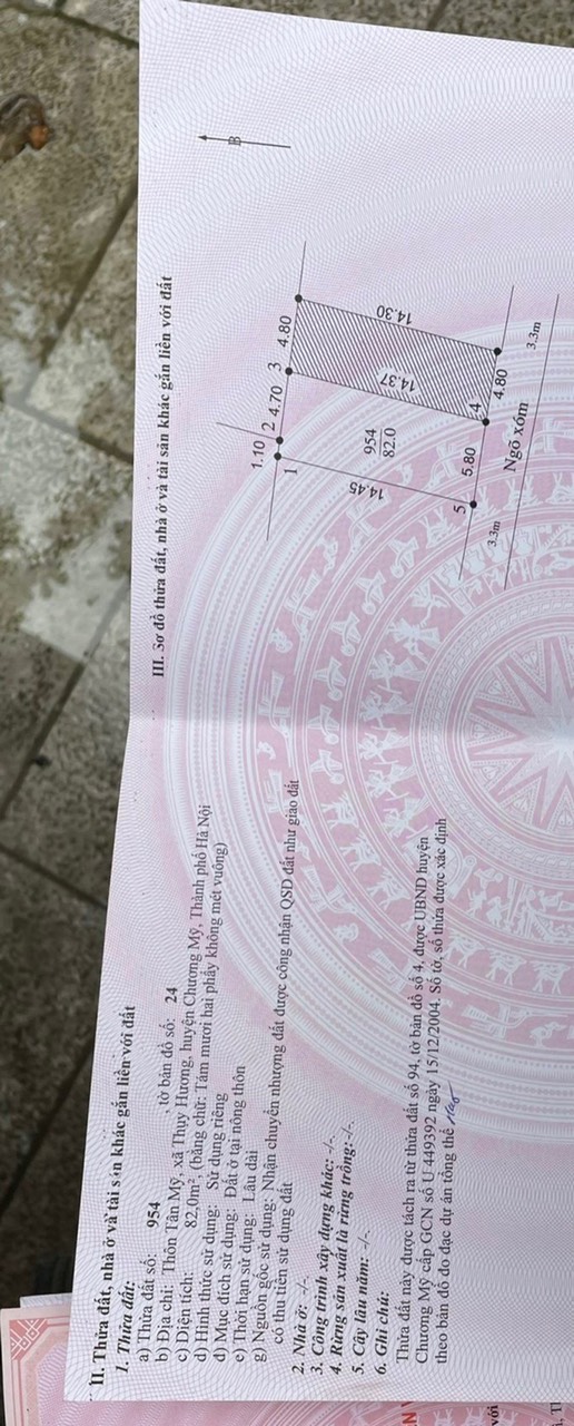 Sổ đẹp hoa hậu xã Thụy hương , CM - 82m mặt tiền 5,8m cực đẹp - FULL thổ cư - đường xe tải