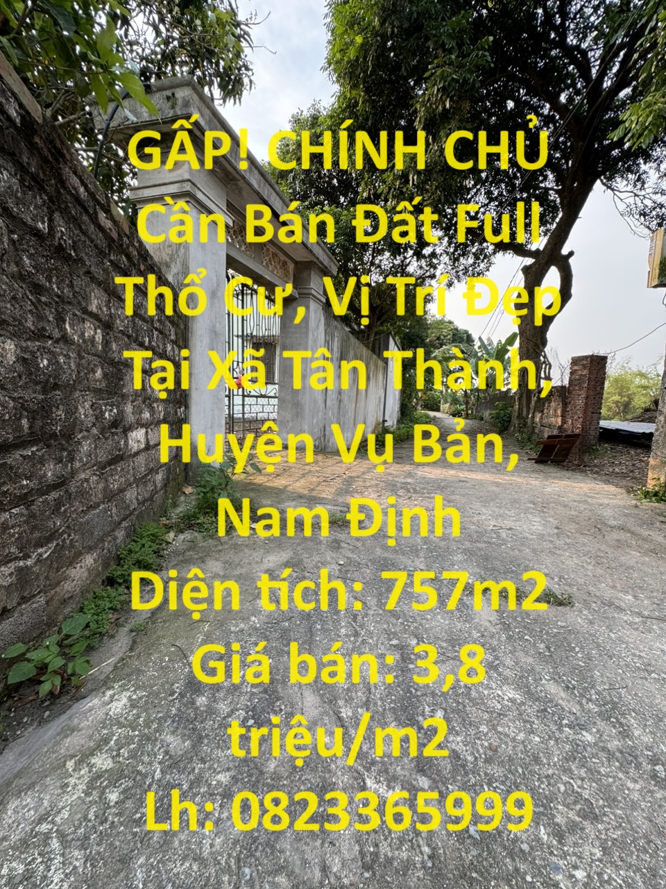 GẤP! CHÍNH CHỦ Cần Bán Đất Full Thổ Cư, Vị Trí Đẹp Tại Xã Tân Thành, Huyện Vụ Bản, Nam Định