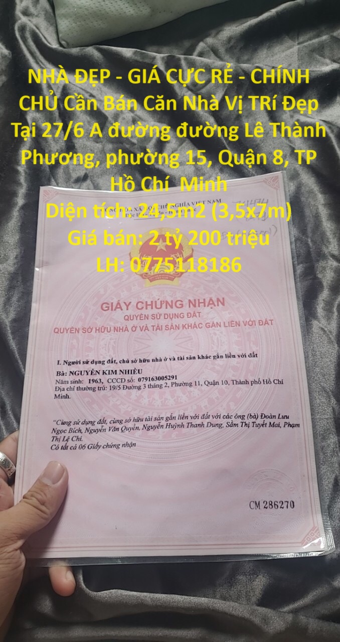 NHÀ ĐẸP - GIÁ CỰC RẺ - CHÍNH CHỦ Cần Bán Căn Nhà Vị TRí Đẹp Tại Phường 8, Quận 10