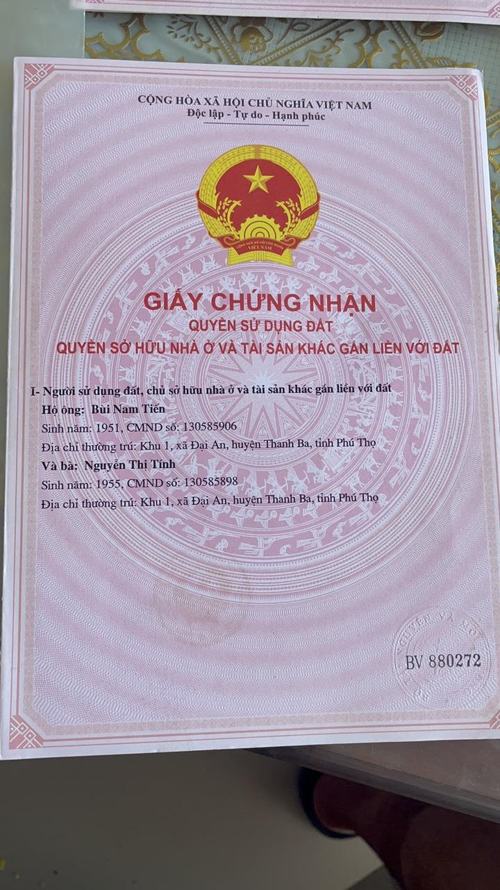 CHÍNH CHỦ CẦN BÁN Nhanh Lô Đất Vị Trí Đẹp Tại Khu 1,Đại An , Thanh Ba, Phú Thọ