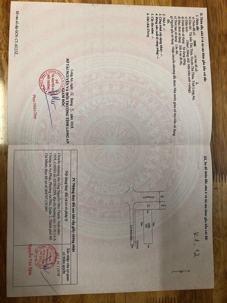 ĐẤT ĐẸP - GIÁ TỐT - Chính Chủ Cần Bán Nhanh Lô Đất Tại khu dân cư TT thị trấn Thủ Thừa,tỉnh Long An