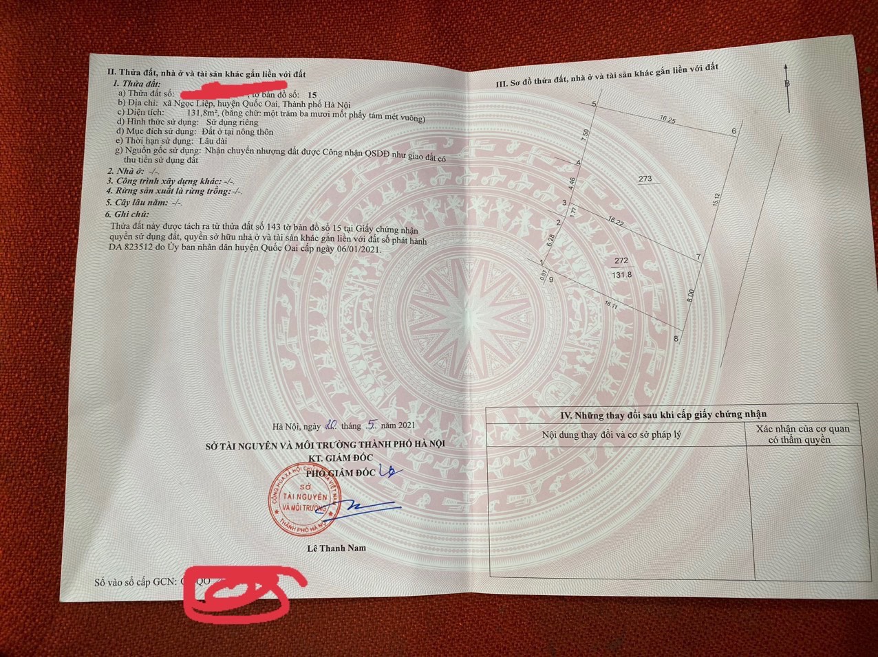 BÁN ĐẤT NỀN TẠI XÃ NGỌC LIỆP, HUYỆN QUỐC OAI, HÀ NỘI