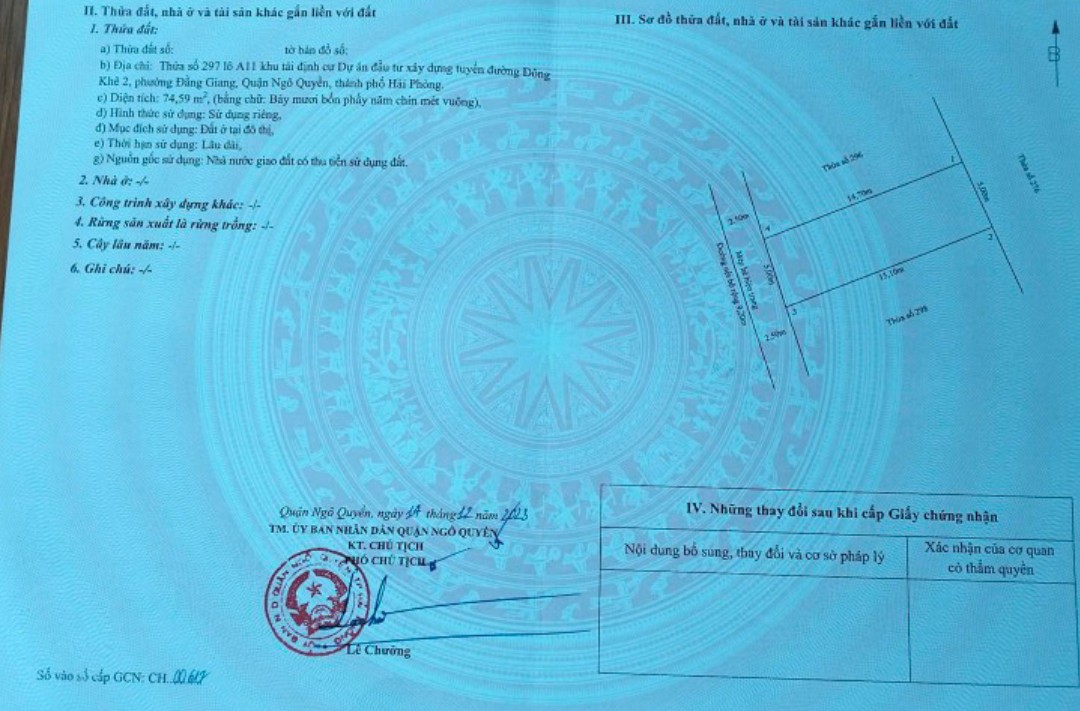Bán đất tái định cư Đông Khê 2, diện tích 75m MT5m, GIÁ 4.78 tỉ
