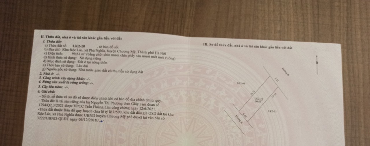 rộc rác phú nghĩa một lô duy nhất 99.8 m đất bán đấu giá phú nghĩa chương mỹ hà nội cách ql6 hơn 1km gần chợ và sân