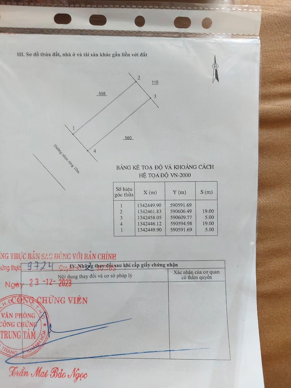 CHÍNH CHỦ Cần Bán Gấp Lô Đất vị trí tại huyện Cam Lâm, tỉnh Khánh Hòa