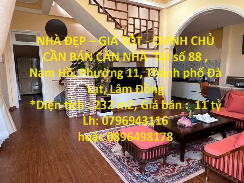NHÀ ĐẸP – GIÁ TỐT - CHÍNH CHỦ CẦN BÁN CĂN NHÀ TẠI Đường Nam Hồ, Phường 11, TP Đà Lạt, Lâm Đồng