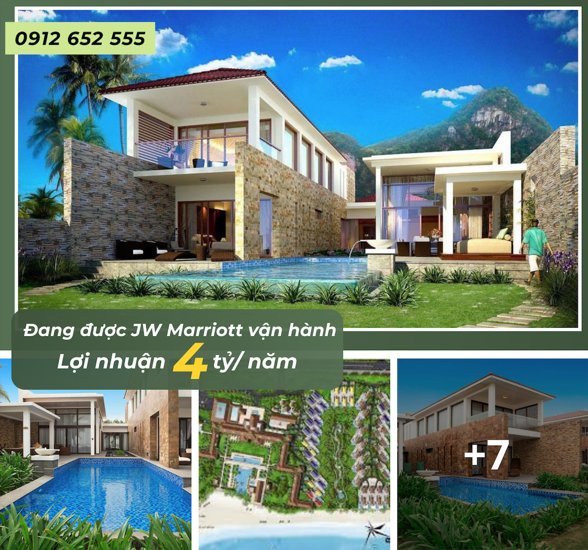 Bán biệt thự biển JW Marriot Đà Nẵng 1068m2 bể bơi view biển full nội thất - lợi nhuận 3,5 tỷ/ năm