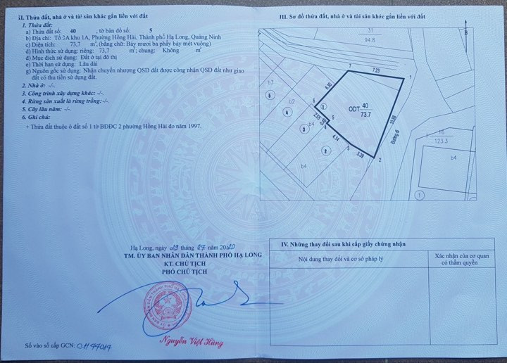 CHÍNH CHỦ CẦN BÁN ĐẤT TỔ 3A KHU 1A PHƯỜNG HỒNG HẢI TP HẠ LONG, QUẢNG NINH