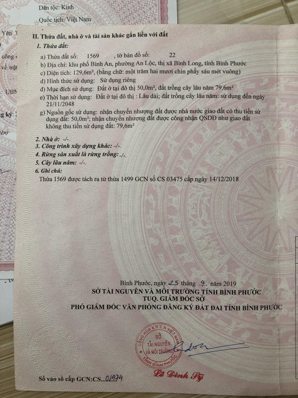 ĐẤT ĐẸP – GIÁ TỐT - Chính Chủ Cần Bán nhanh lô đất ĐÔ THỊ tại TRUNG TÂM thị xã Bình Long, Bình Phước