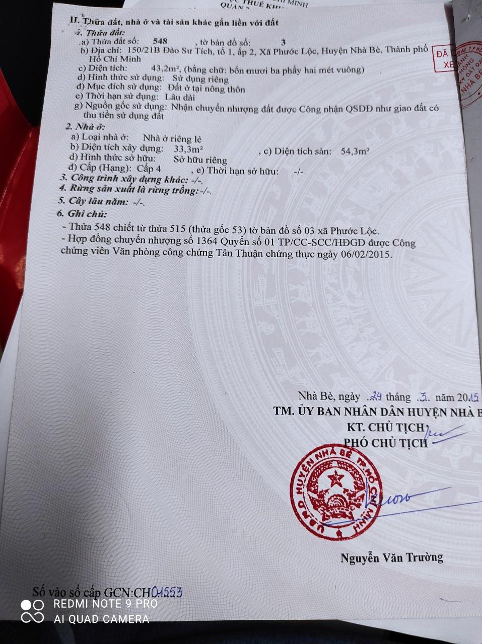 HOT HOT HOT !!! Nhà Đẹp - Giá Tốt - Cần Bán Nhà Tại 150/21b, Đào Sư Tích, Xã Phước Lộc, Nhà Bè, HCM