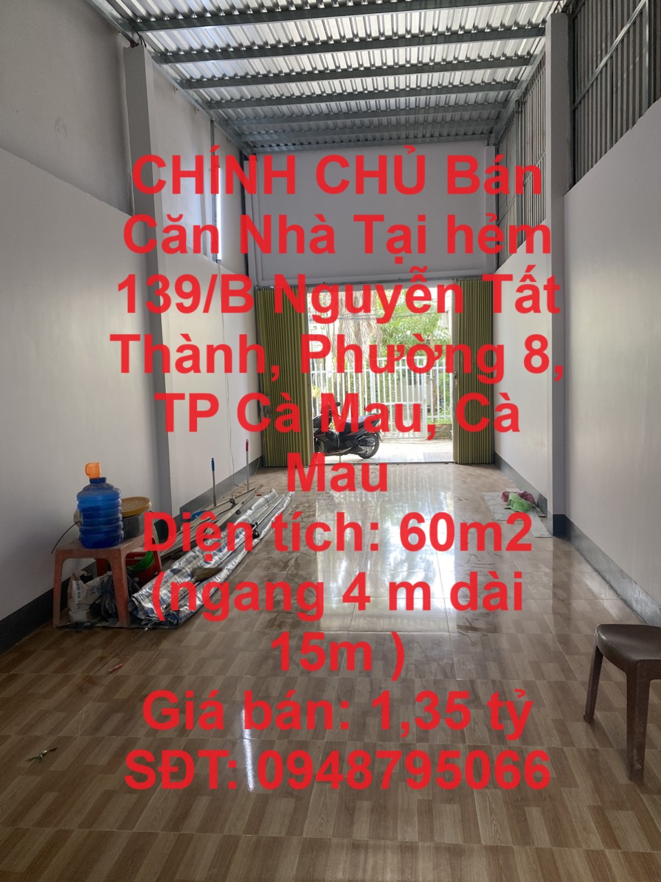 CHÍNH CHỦ Bán Căn Nhà Tại hẻm 139/B Nguyễn Tất Thành, Phường 8, TP Cà Mau, Cà Mau
