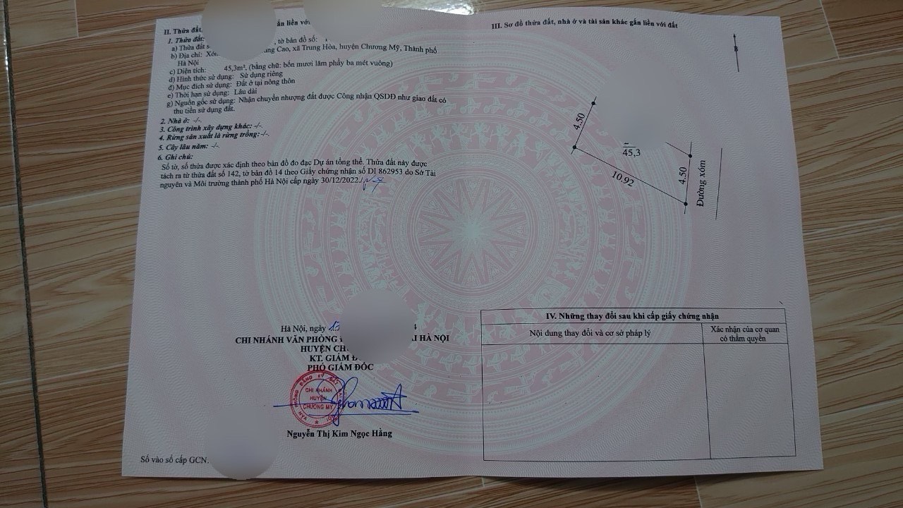 Chỉ hơn 800 triệu đồng thôn trung cao Xã trung hòa chương Mỹ hà nội Anh chị có lô đất đẹp sổ đỏ hà nội Dt :45 m thổ