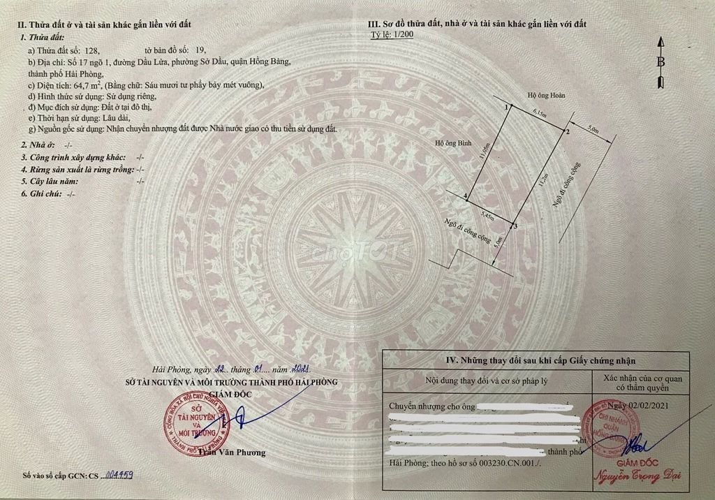 Chính chủ cần bán lô đất 2 mặt ngõ 5m, tại Sở Dầu, Hồng Bàng, Hải Phòng.