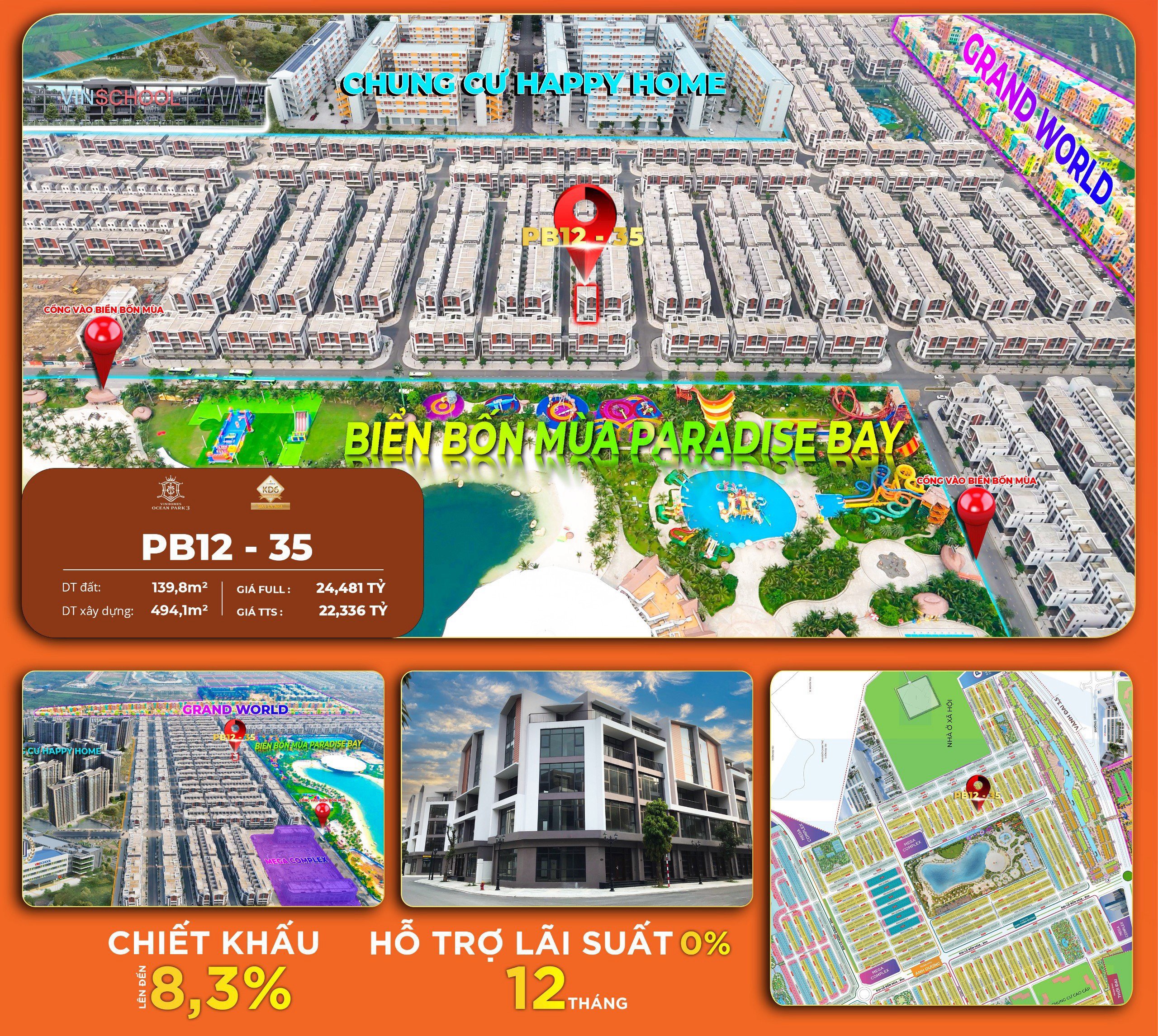 Biệt thự vinhome ocean park 3 lô góc 3 mặt tiền 140m nhỉnh 20 tỷ chiết khấu 8,3% ngân hàng hỗ trợ 70% miễn gốc lãi 12