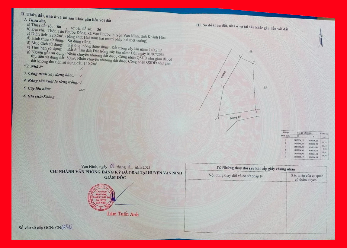 Giá Rẻ Chỉ 7,5 Triệu/ m2, Sở Hữu Ngay Lô Đất Ngang 14,7 m Khu Vườn Nhãn - Cổ Mã - Tu Bông Khánh Hòa.