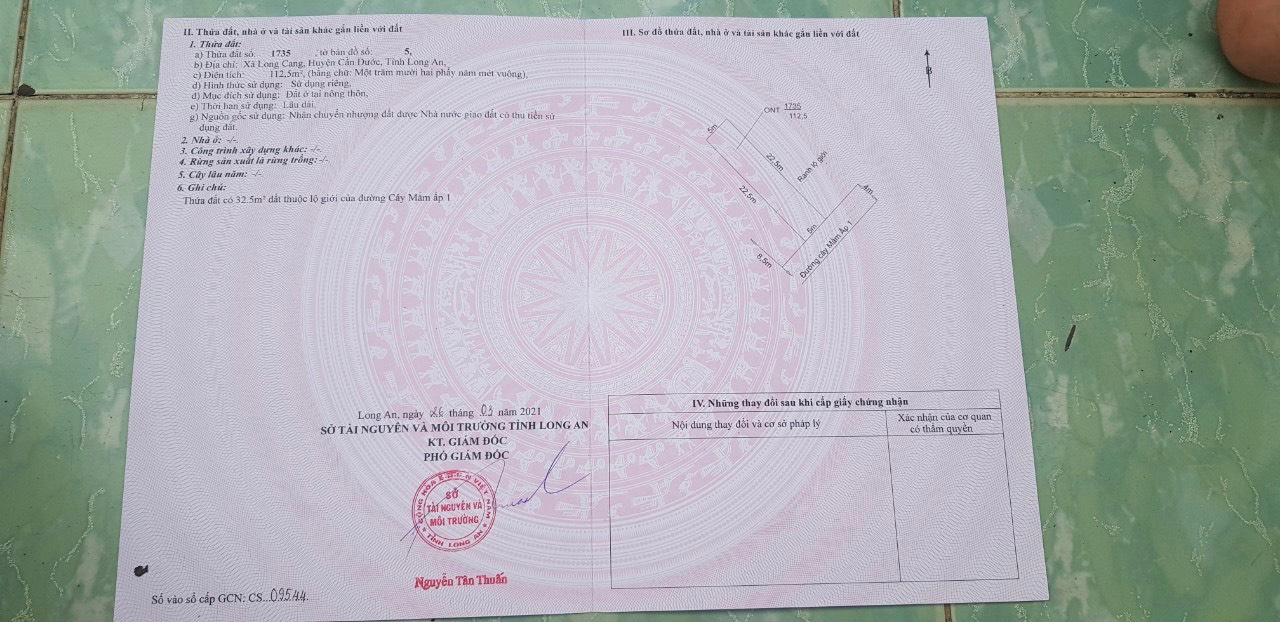 Bán Lô Đất Mặt Tiền Đường Cây Mắm DT 112.5m2 Tại Cần Đước, Long An