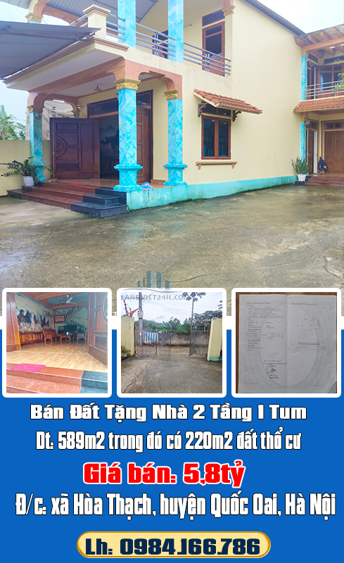 Chính Chủ Bán Đất Tặng Nhà 2 Tầng 1 Tum Giá Tốt Nhất Khu Vực Hòa Thạch-Quốc Oai