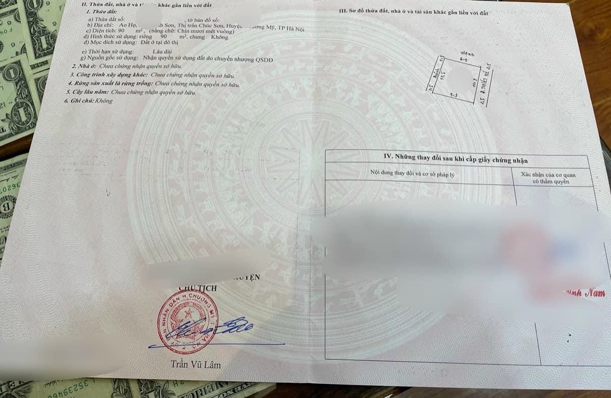 90m2 Bình Sơn tt Chúc Sơn, tk6, mặt tiền 10,9m nở hậu đẹp, ô tô vào, giá đầu tư 2.x tỷ