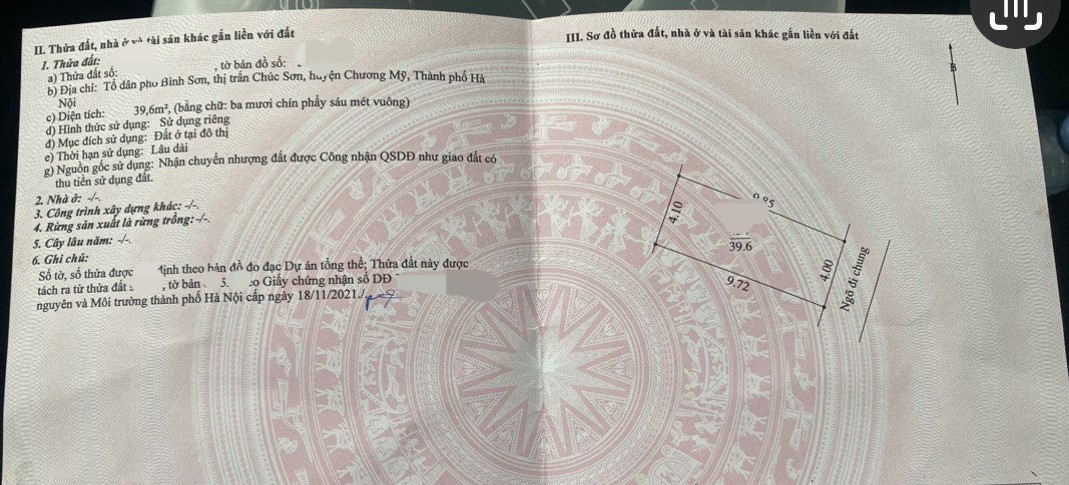 CC bán 39.6m2 đất tt Chúc Sơn, tk5, đẹp, hiếm