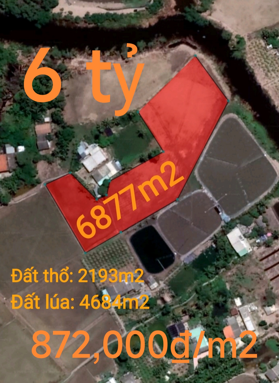Bán gấp lô đất thổ lúa gần Quốc Lộ 50B hạ giá 6 tỷ