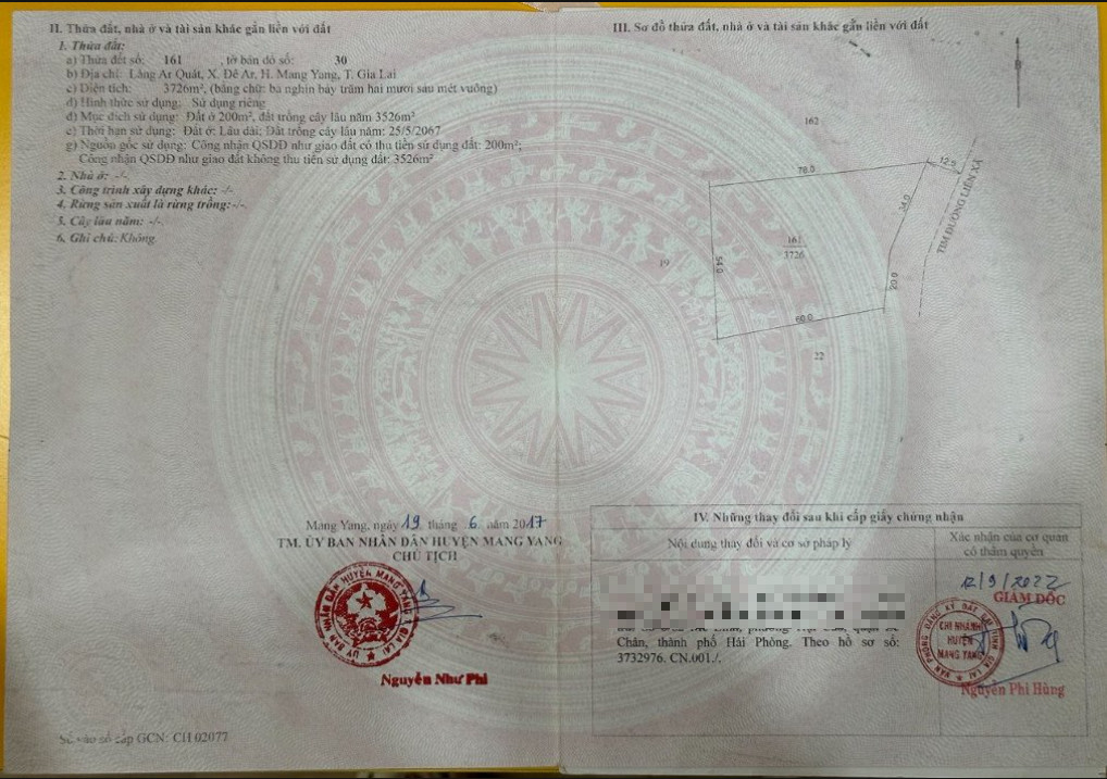 Chính chủ cần bán gấp mảnh đất mặt đường liên xã gần 4000m2(54x70) có sẵn 200m2 đất thổ cư_Giá 900 Triệu