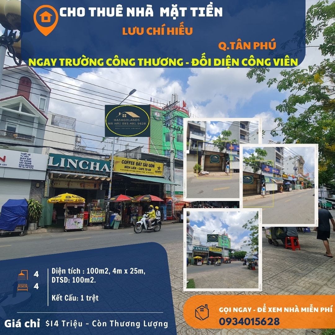 Cho thuê nhà mặt tiền Lưu Chí Hiếu 100m2, 14 triệu - cạnh trường CAO ĐẲNG