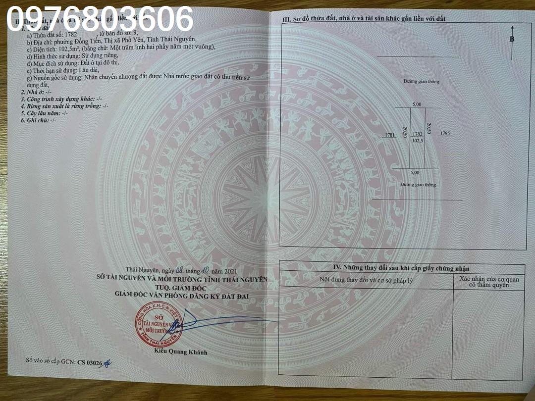 CẦN BẤN :l Lô đất 102,5m đang cho thuê kinnh doanh làn ngoài samsung ngay cổng ra nhà xe sam sung giá thấp nhất khu vực