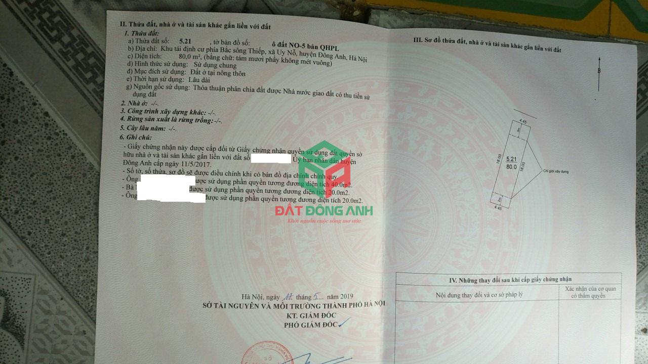 Bán đất đấu giá Vườn đào Uy Nỗ Đông Anh