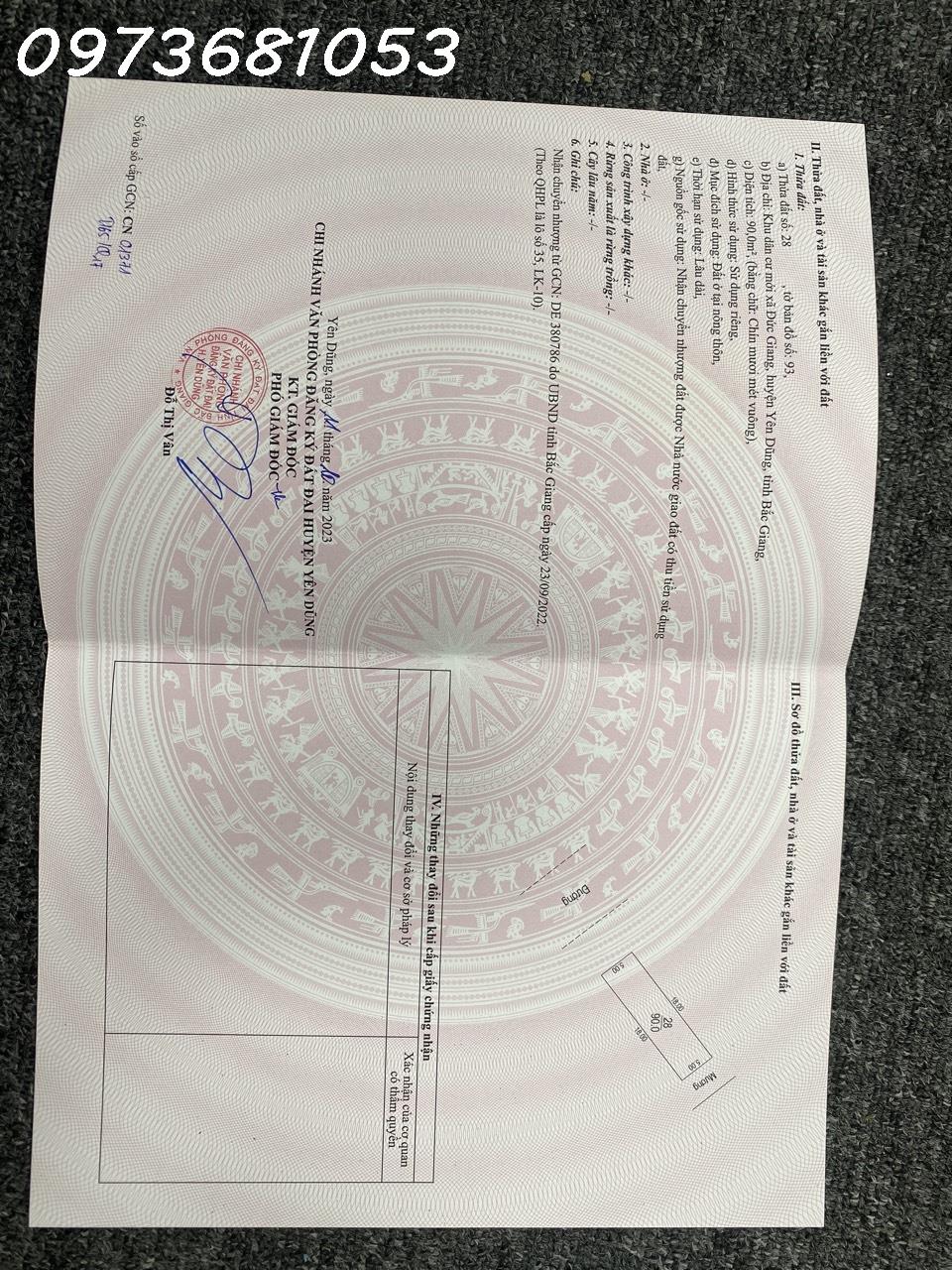 Bán đất Khu Đô Thị Đức Giang, Yên Dũng, Bắc Giang. 90m2, MT 5m.