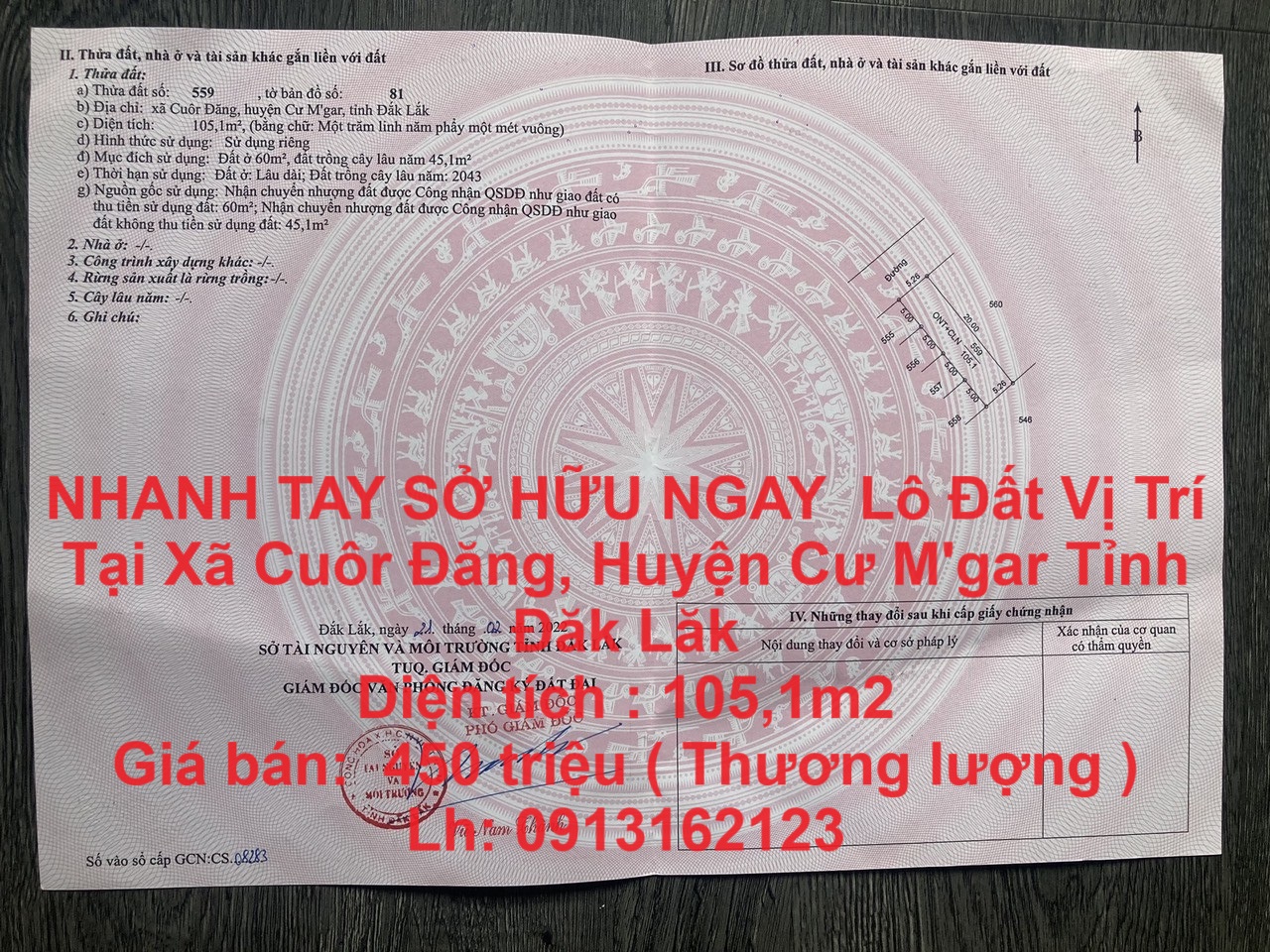 NHANH TAY SỞ HỮU NGAY Lô Đất Vị Trí Tại Tỉnh ĐăK Lăk