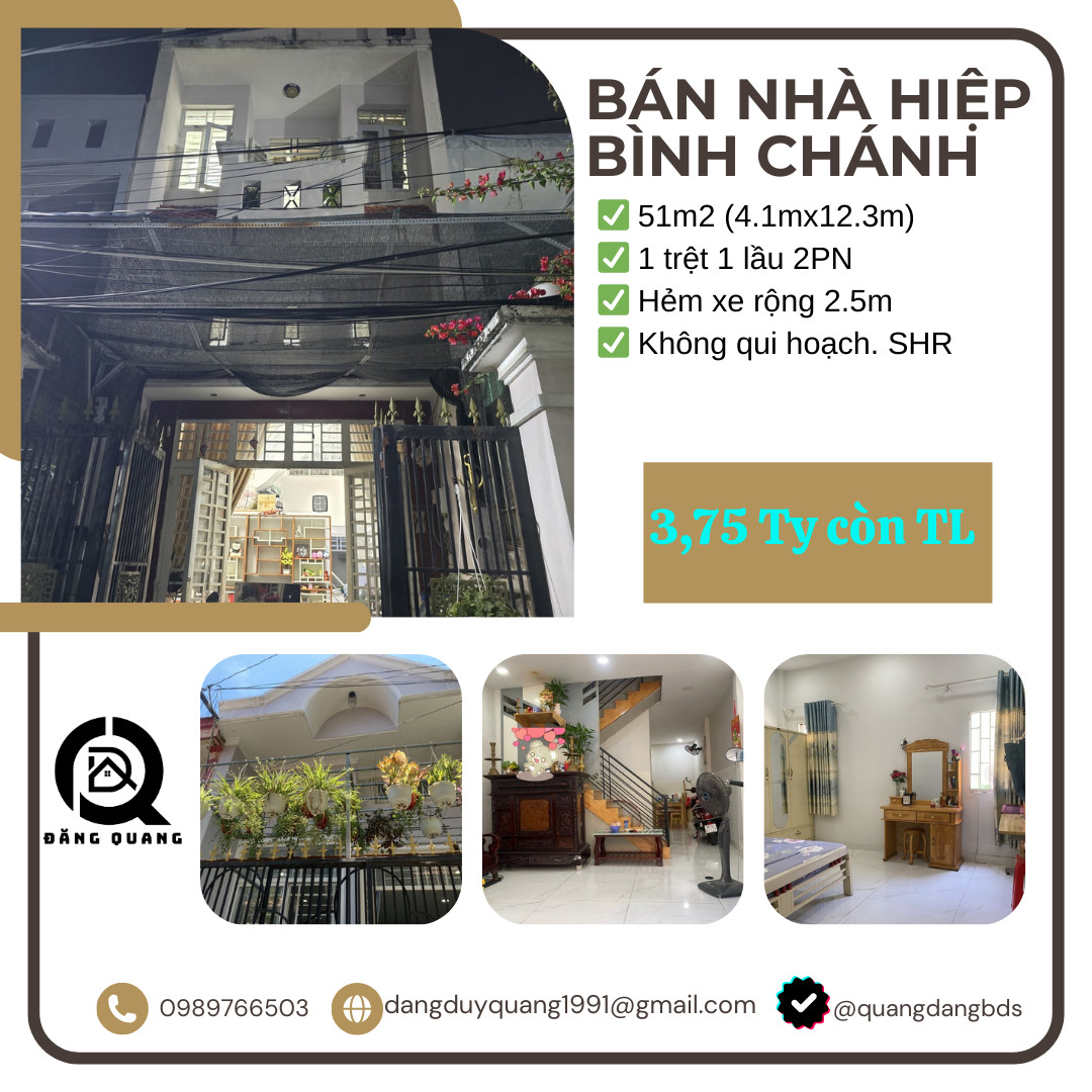 Bán nhà Đường số 6,Gần Đường Quốc Lộ 13, Hiệp Bình Chánh, Thủ Đức - 51m2 - 3,75 TY