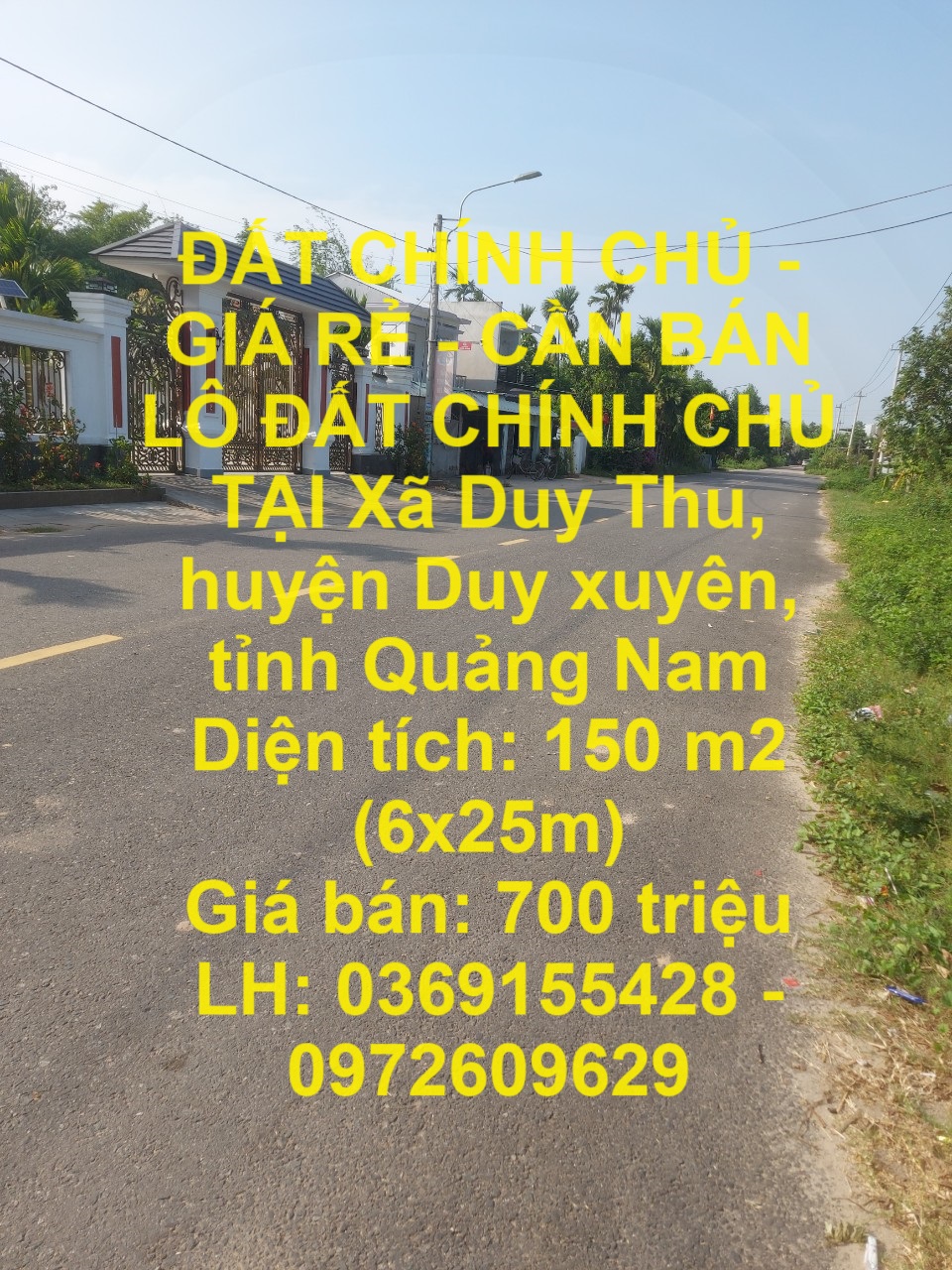 ĐẤT CHÍNH CHỦ - GIÁ RẺ - CẦN BÁN LÔ ĐẤT CHÍNH CHỦ TẠI Xã Duy Thu, huyện Duy xuyên, tỉnh Quảng Nam