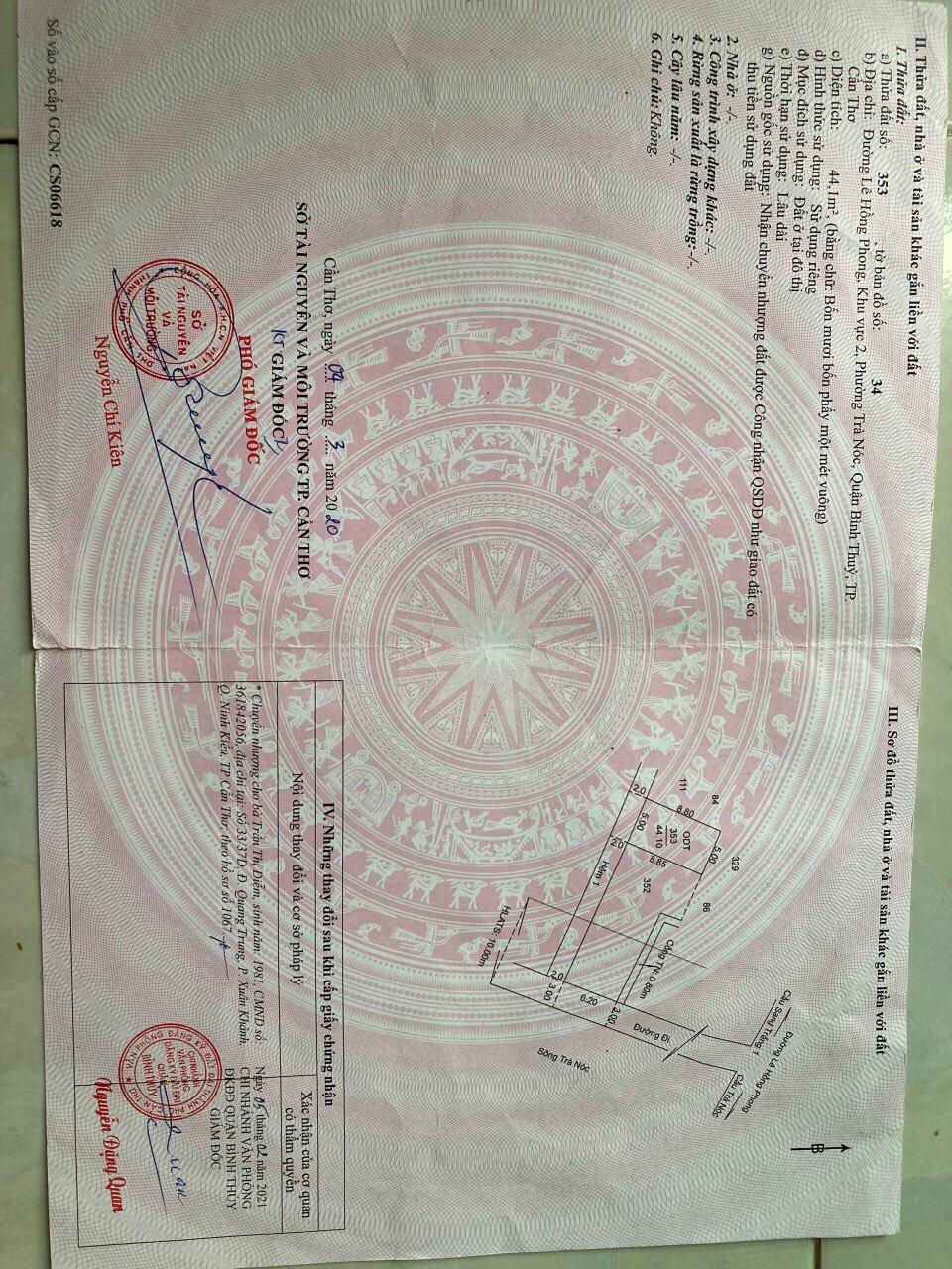 Đất Đẹp - Giá Tốt - Chính Chủ Cần Bán Gấp Lô Đất Đẹp Tại Trà Nóc, Bình Thủy.