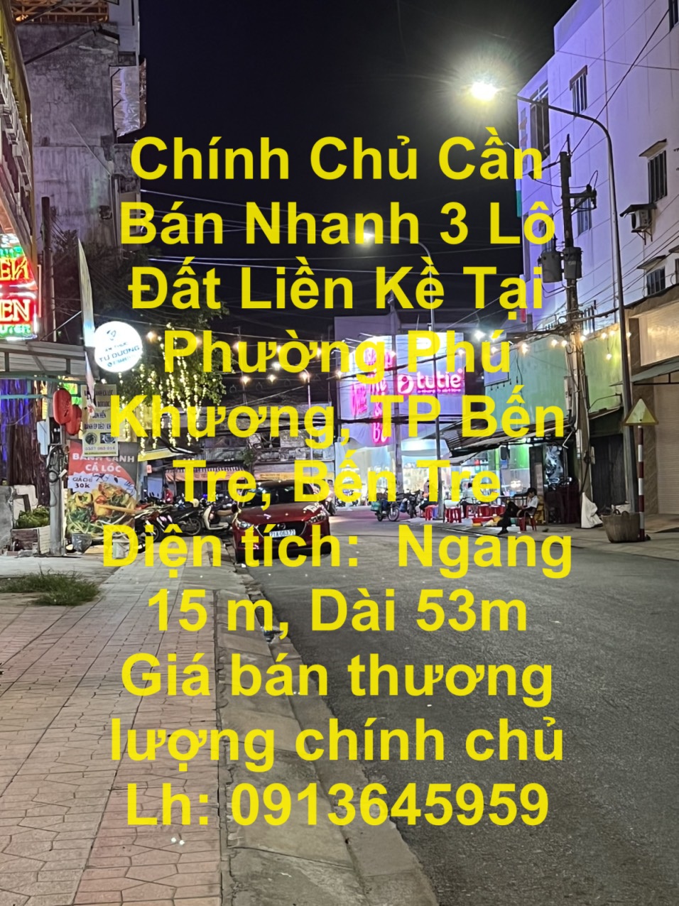 Chính Chủ Cần Bán Nhanh 3 Lô Đất Liền Kề Tại Phường Phú Khương, TP Bến Tre, Bến Tre